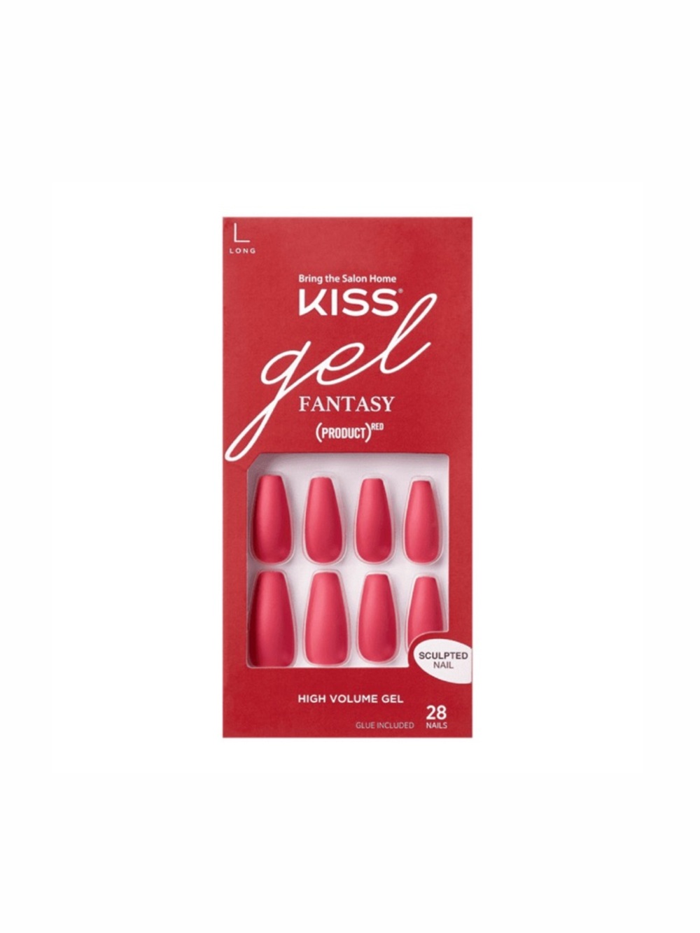 Kiss Gel Fantasy Press-On Nails in Redish Pink (PRODUCT)RED